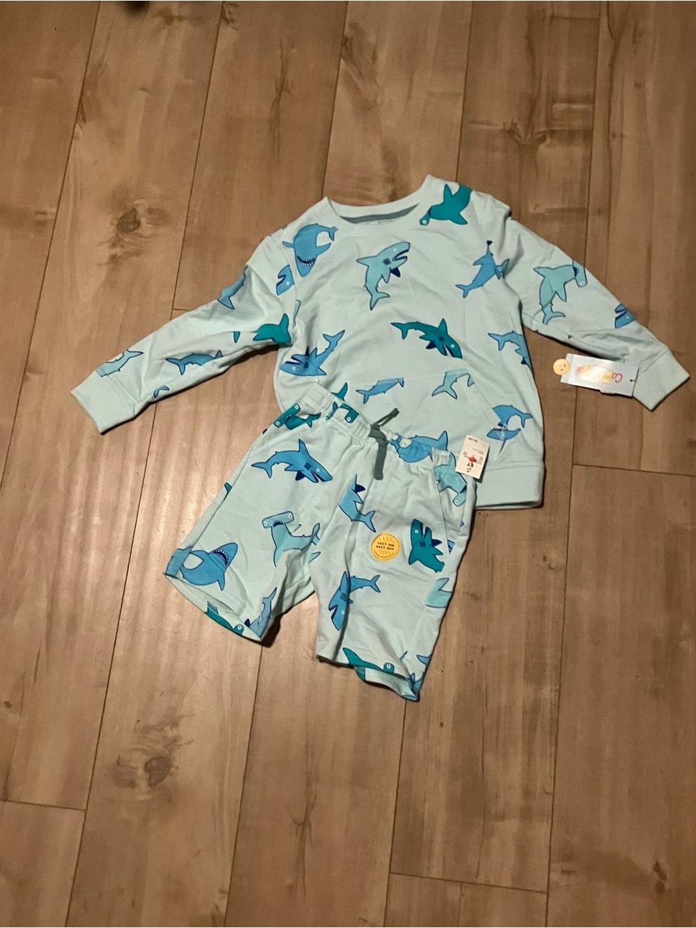 Cat & Jack Light Blue Shark-Print Kids Pajama Set